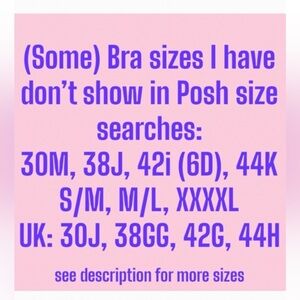 NOT IN SIZE FILTER: 50G 38J 42i 30J 30M 44H 44K XXXXL #mysize #mybrasize